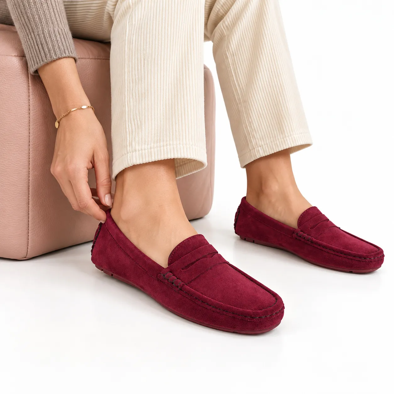 Mocassin pour femme M2023 M2023 bordeaux daim 